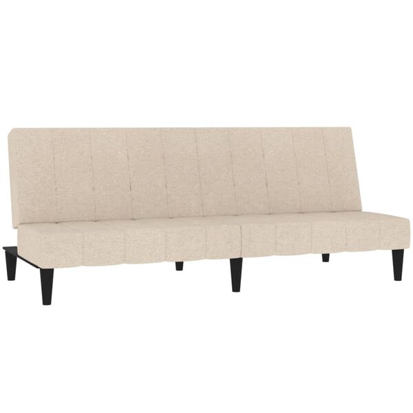 vidaXL Canapea extensibilă cu 2 locuri cu taburet, crem, microfibră