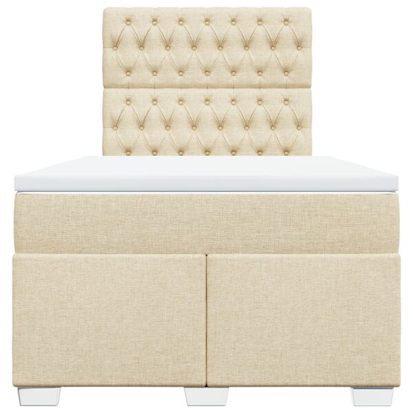 vidaXL Pat continental cu saltea, crem, 120x190 cm, textil