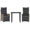 vidaXL Set mobilier de grădină cu perne, 3 piese, gri, poliratan