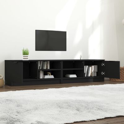 vidaXL Comodă TV, 2 buc., negru, 80x35x36,5 cm, lemn prelucrat