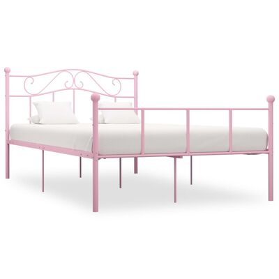 vidaXL Cadru de pat, roz, 160 x 200 cm, metal