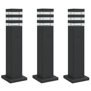 vidaXL Lămpi exterioare de podea cu priză, 3 buc. negru 50 cm aluminiu