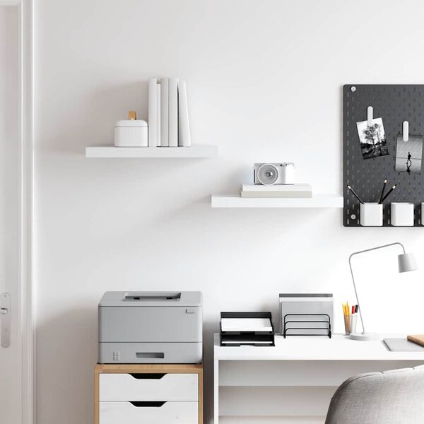 vidaXL Rafturi de perete suspendate, 2 buc., alb, 50x23x3,8 cm, MDF