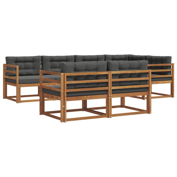 vidaXL Set de canapele de exterior cu pernă 7 pcs Natural și Antracit