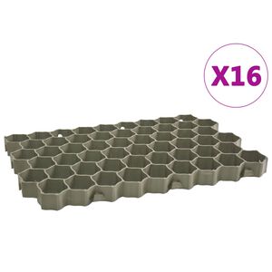 vidaXL Grilaje de gazon, 16 buc., verde, 60 x 40 x 3 cm, plastic