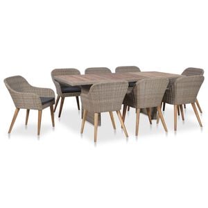 vidaXL Set mobilier de exterior cu perne, 9 piese, poliratan