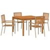 vidaXL Set de masă pentru grădină 5 pcs Bej Rattan poli