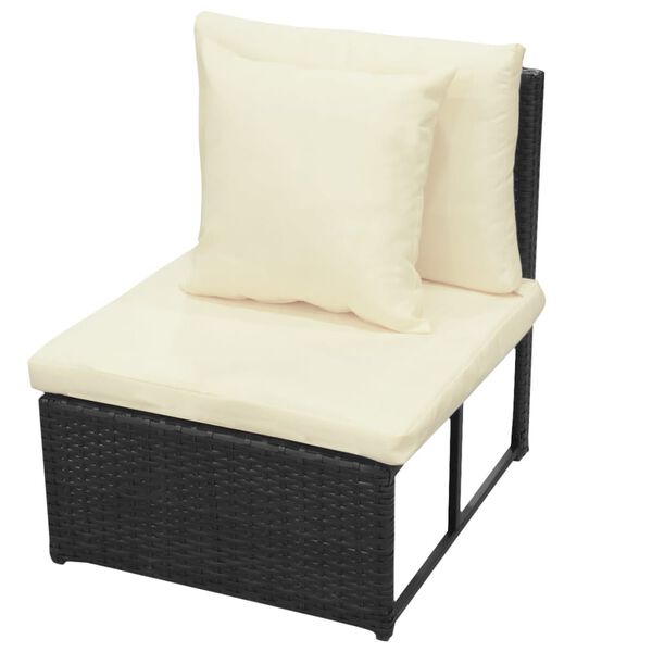 vidaXL Set mobilier de grădină cu perne, 8 piese, negru, poliratan