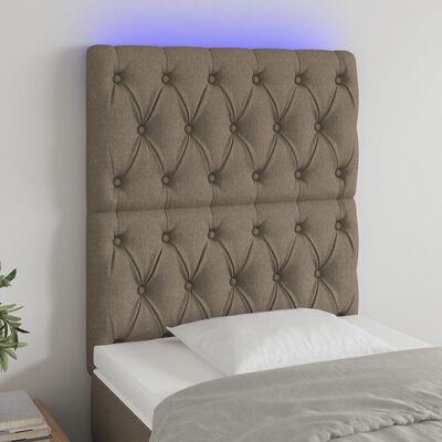 vidaXL Tăblie de pat cu LED, gri taupe, 80x7x118/128 cm, textil