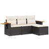 vidaXL Set mobilier de grădină cu perne, 4 piese, negru, poliratan