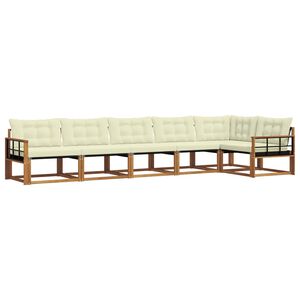 vidaXL Set de canapele de exterior cu pernă 6 pcs Natural și Crem