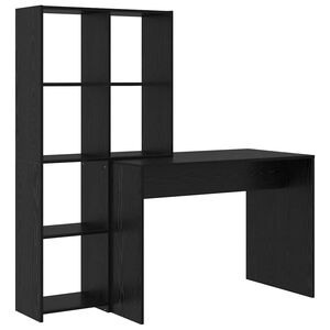 vidaXL Birou cu raft Stejar Negru 138,5 x 55 x 143 cm Lemn prelucrat