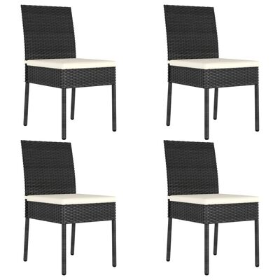 vidaXL Set de masă și scaune de exterior, 5 piese, negru, poliratan