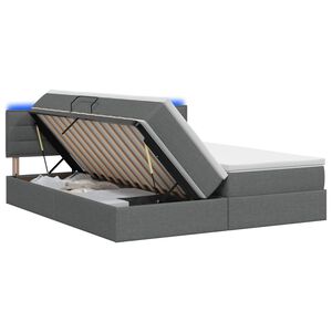 vidaXL Pat cu LED și saltea Gri &icirc;nchis 180 x 200 cm Țesătură