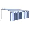 vidaXL Copertină retractabilă manual cu stor&LED, albastru&alb, 4x3 m