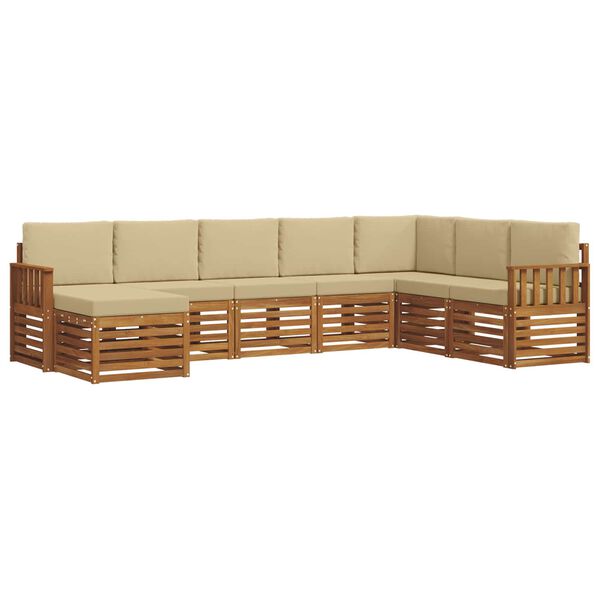 vidaXL Set canapea sectională cu pernă 8 pcs Natural și Bej
