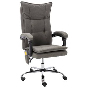 vidaXL Scaun de birou cu masaj, gri, material textil