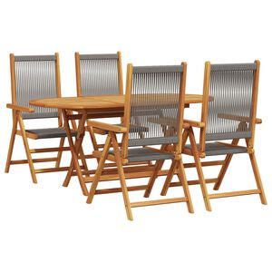 vidaXL Set de masă pentru grădină 5 pcs Gri Lemn Solid de Acacia