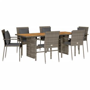 vidaXL Set mobilier de grădină cu perne, 7 piese, gri, poliratan