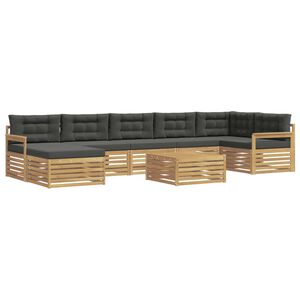 vidaXL Set de canapele de exterior cu pernă 8 pcs Alb și antracit