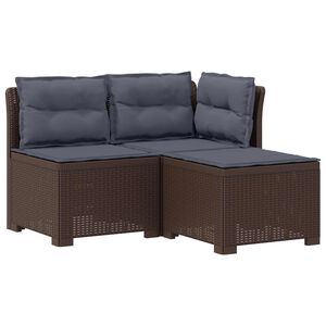 vidaXL Sofa de grădină cu 3 locuri, cu perne, aspect de rattan PP Maro