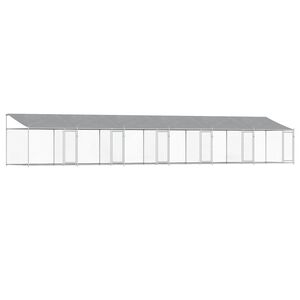 vidaXL Cușcă c&acirc;ini cu acoperiș și uși, gri, 12x2x2 m, oțel galvanizat