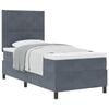 vidaXL Pat cu arcuri cu headboard Gri &icirc;nchis 90 x 190 cm Catifea