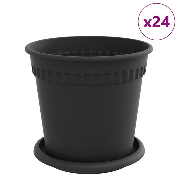 vidaXL Ghivece pentru plante 24 pcs Negru &Oslash; 17 x 14 cm Plastic