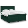 vidaXL Pat box spring cu saltea, verde &icirc;nchis, 180x200 cm, catifea
