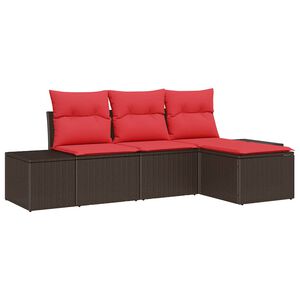 vidaXL Set de canapea cu pernă 4 pcs Maro Poli Rattan