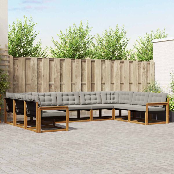 vidaXL Set de canapele de exterior 9 pcs Gri natural și deschis