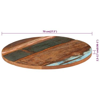 vidaXL Blat de masă rotund, 70 cm, lemn masiv reciclat, 25-27 mm