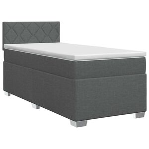 vidaXL Pat boxspring cu saltea Gri &icirc;nchis 90 x 200 cm Țesătură