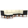 vidaXL Set mobilier de grădină cu perne, 6 piese, negru, poliratan