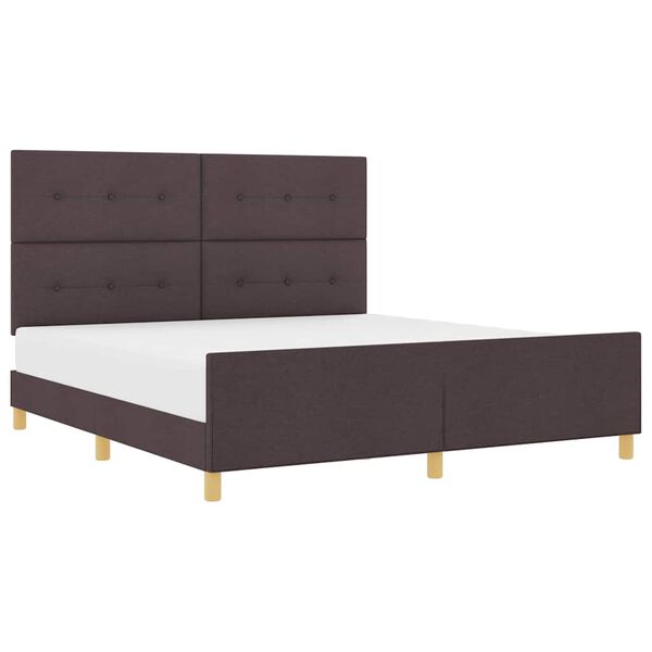 vidaXL Cadru de pat cu headboard Maro &icirc;nchis 180 x 200 cm țesătură