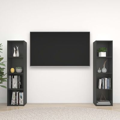 vidaXL Dulapuri TV, 2 buc., gri, 142,5x35x36,5 cm, lemn prelucrat