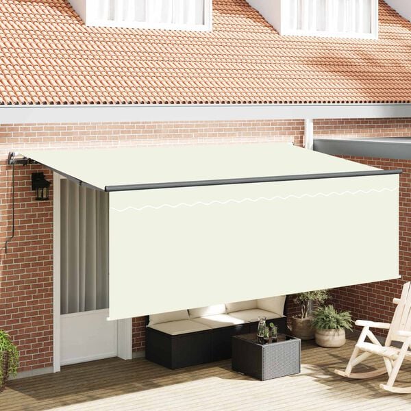vidaXL Cortina Retractabilă Crem 400 x 200 cm Poliester și Aluminiu