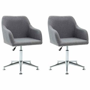 vidaXL Scaune de bucătărie pivotante, 2 buc., gri deschis, textil