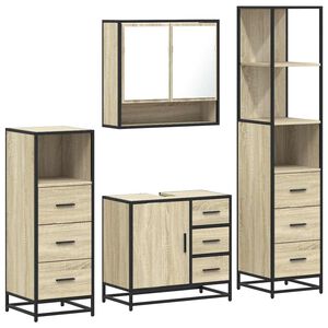 vidaXL Set de mobilier de baie din 4 piese din lemn de stejar Sonoma