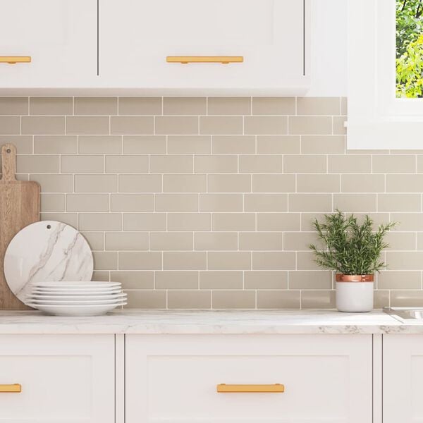 vidaXL Placă de metrou 10 pcs Bej 29.4 x 21.4 cm Poliuretan și PET