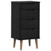 vidaXL Comodă cu sertare MOLDE Negru 40 x 35 x 82 cm Lemn masiv de pin