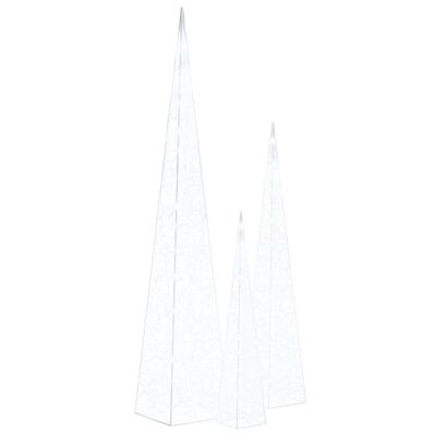 vidaXL Set conuri decorative cu LED-uri, alb rece, 60/90/120 cm, acril