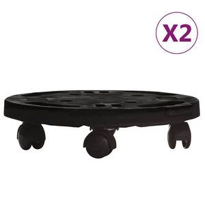 vidaXL Cărucioare de plante cu roți 2 buc. negru diametru 30 cm 170 kg
