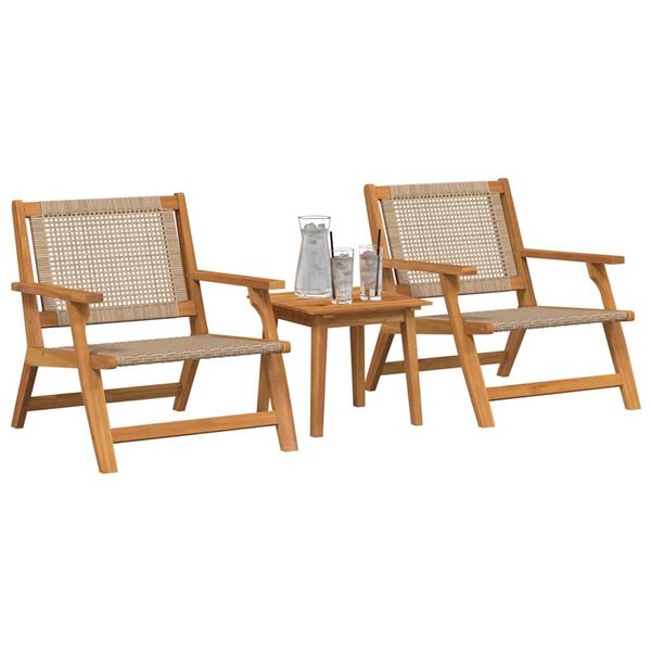 vidaXL Scaune de Grădină cu Masă 3 pcs Bej 45 x 45 x 40 cm