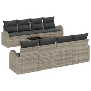 vidaXL Set de canapele pentru grădină 9 buc. Gri deschis poliratan