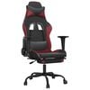 vidaXL Scaun de gaming masaj/suport picioare negru/roșu vin piele eco