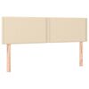 vidaXL Pat box spring cu saltea, crem, 140x200 cm, textil