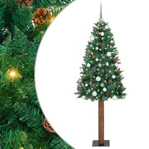 vidaXL Brad de Crăciun subțire Verde 180 cm PVC și lemn de PIN masiv