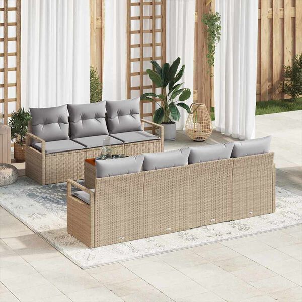 vidaXL Set de canapele pentru grădină 8 pcs Beige și gri deschis
