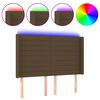 vidaXL Tăblie de pat cu LED, maro &icirc;nchis, 147x16x118/128 cm, textil